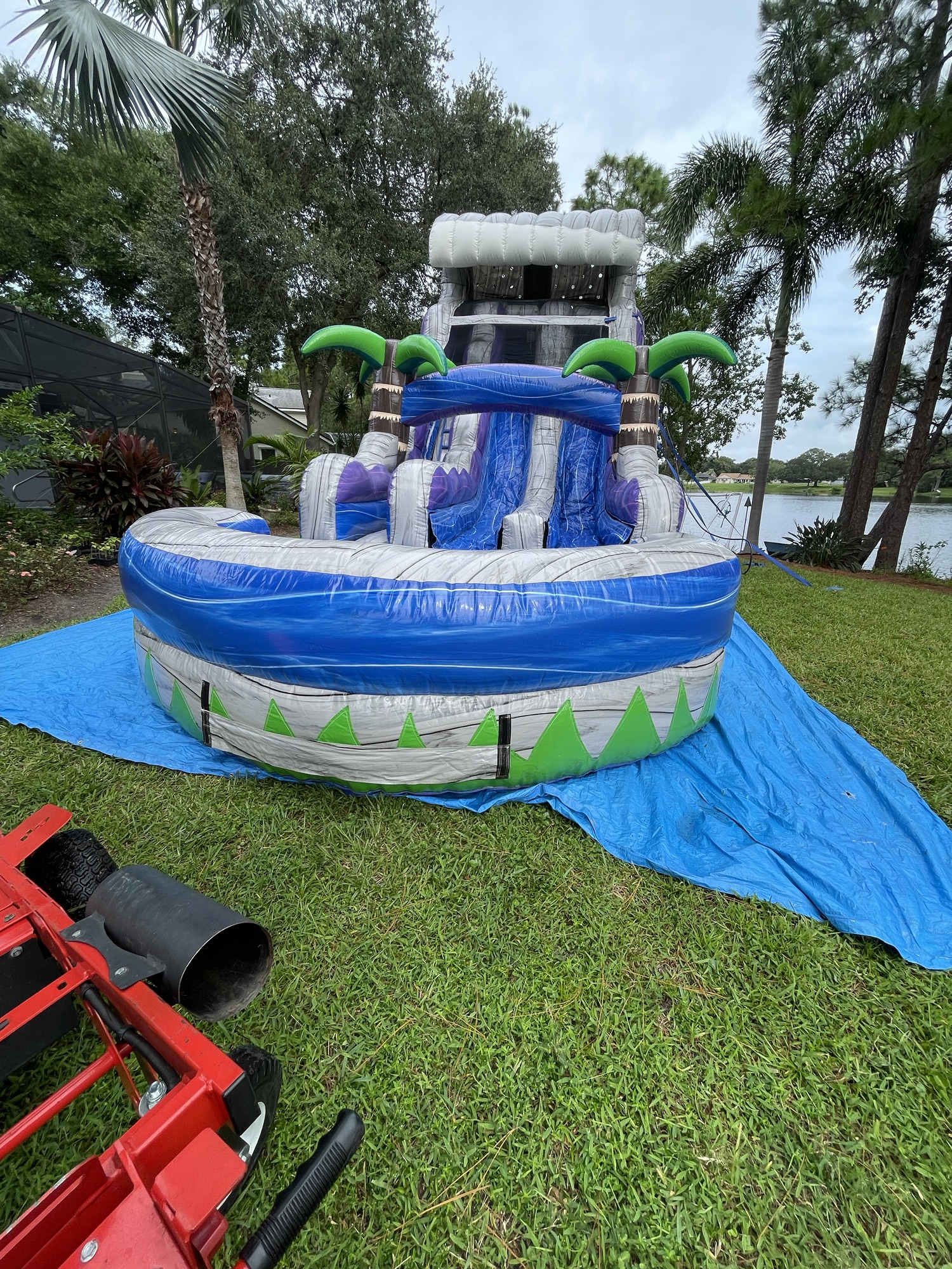 18ft dual-lane racing inflatable water slide rental