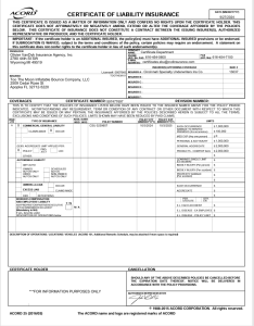 a image of a certificate of liability insurance
