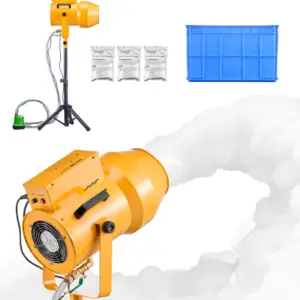 a yellow foam machine with a blue bucket